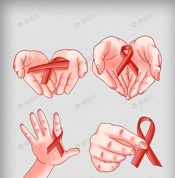 艾滋病日手捧艾滋丝带关爱艾滋病元素图片