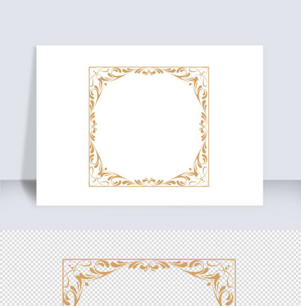 金色华丽欧式风格方形边框元素图片