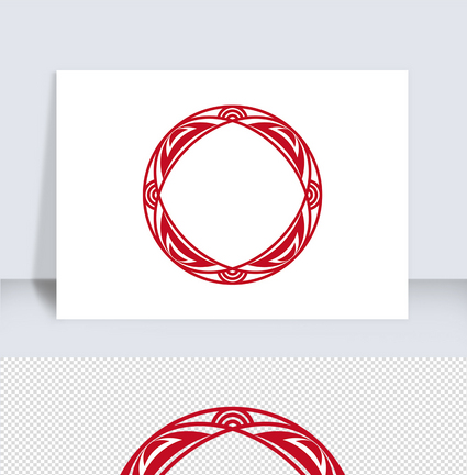 中式红色圆形边框矢量元素（十八）图片