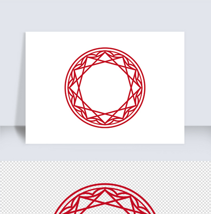 中式红色圆形边框矢量元素（十九）图片