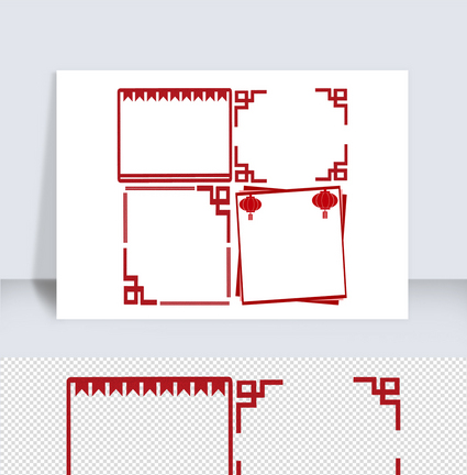 红色简约中国风边框图片