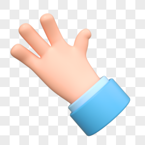 手卡通手势数字4模型3D免扣手指图片
