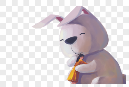 兔子的拥抱童画幻想画高清图片