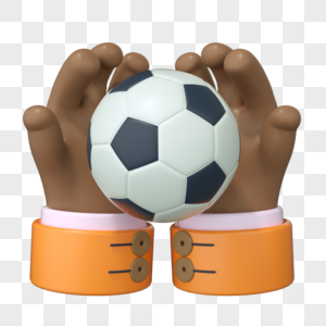 C4D立体3D足球手势黏土图片