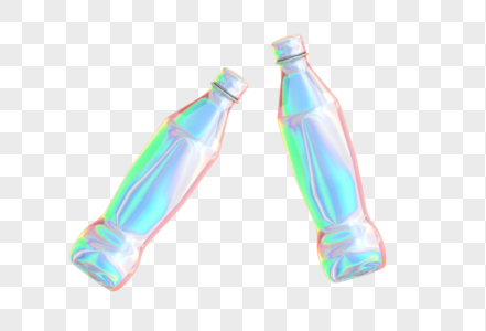 潮流酸性镭射渐变可乐瓶子装饰图形图片