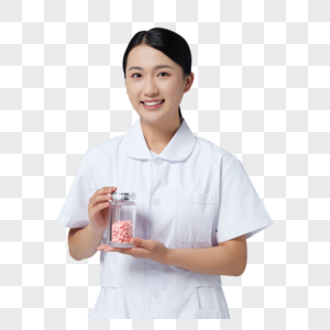 女性护士手拿药品图片