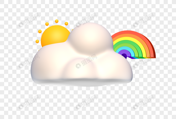 C4D彩虹天气图标模型图片