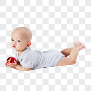 手拿玩具球的居家宝宝形象高清图片