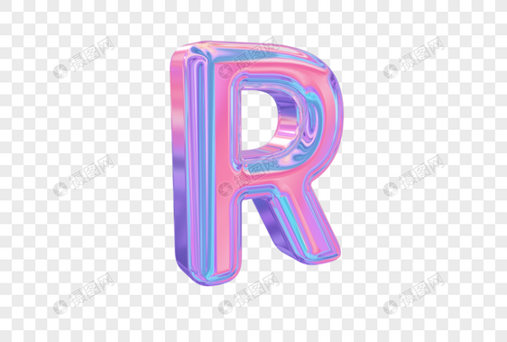 潮流镭射酸性金属字母R图片