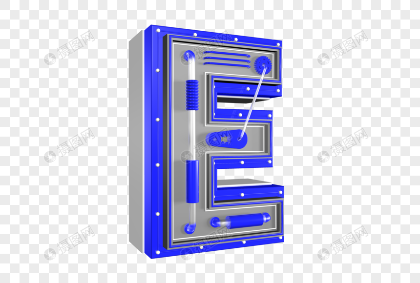 创意C4D机械风立体字母E图片
