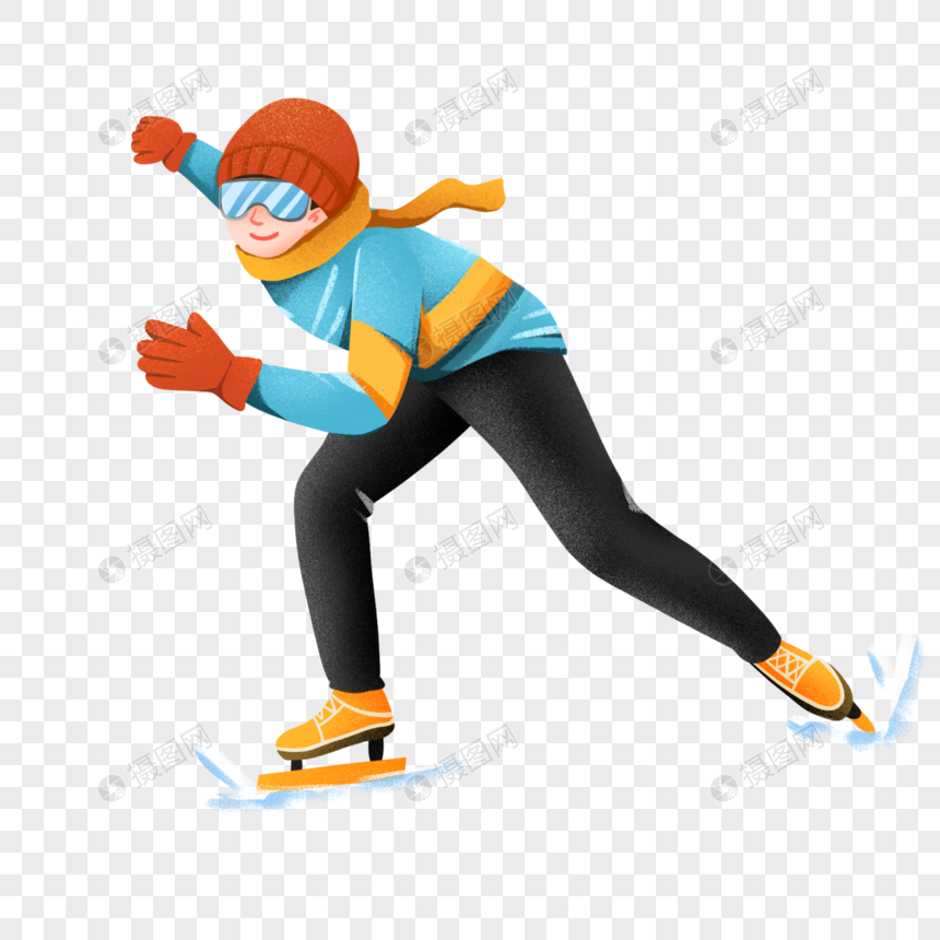 大雪节气冬季溜冰运动元素图片