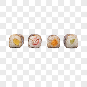 不同口味的日式寿司卷高清图片