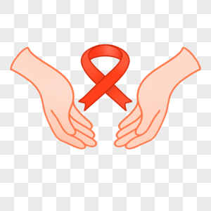 世界艾滋病日双手捧红色丝带元素高清图片