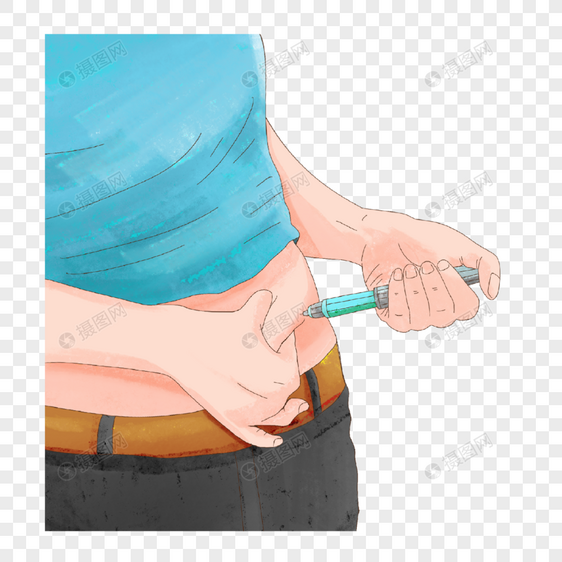 手绘水彩世界糖尿病日肚皮注射胰岛素元素图片