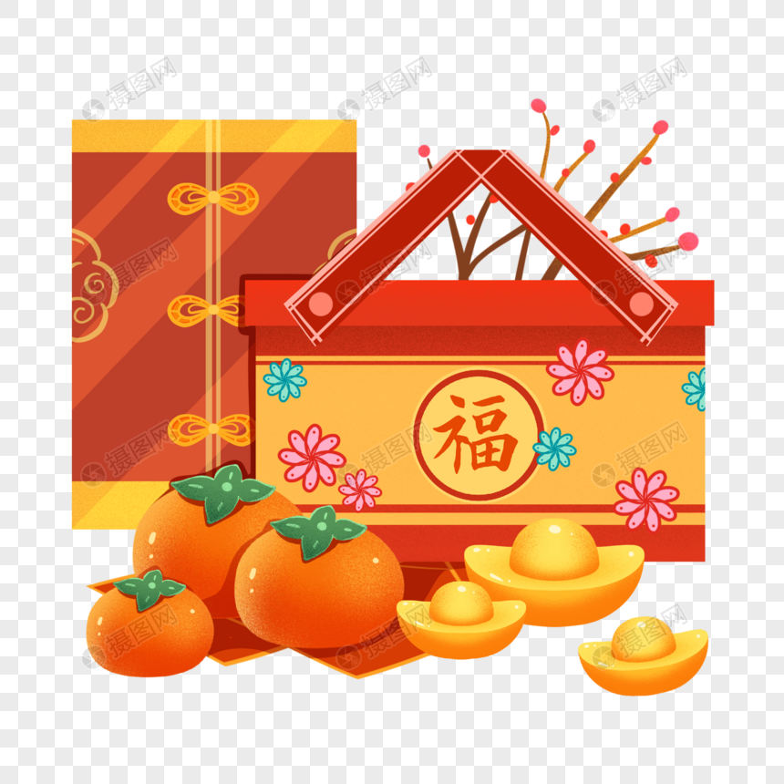 喜庆新年春节年货礼品元素图片