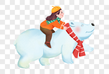 女孩骑着北极熊高清图片
