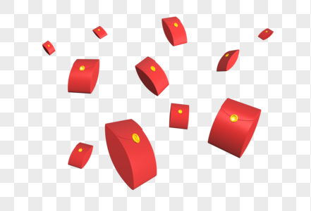创意C4D漂浮的红包装饰立体模型图片