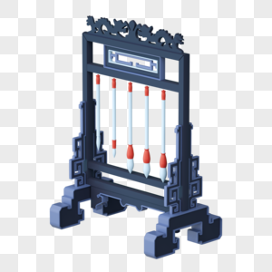 新年春节国潮中式毛笔笔架3D模型图片