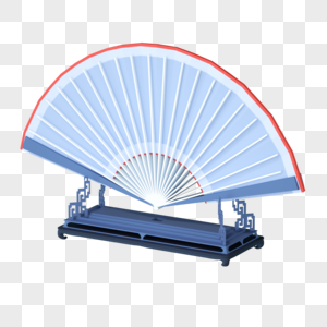 新年春节国潮中式扇子折扇3D模型图片
