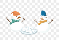 两个雪人吃饺子图片
