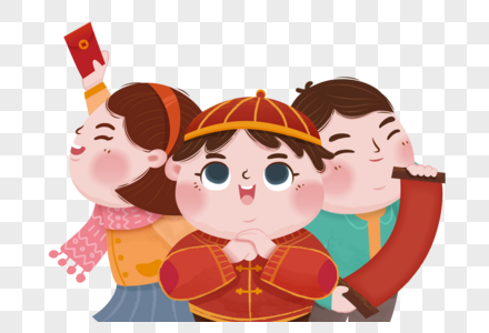 新年儿童插画免抠拜年高清图片