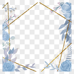蓝色玫瑰花蓝金花朵边框花卉高清图片