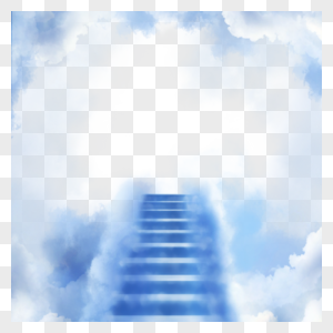 通向云朵的阶梯光效天堂高清图片