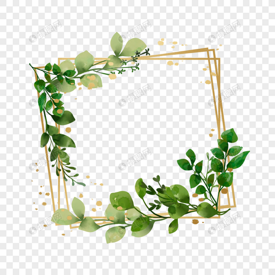绿色植物自然生态婚礼卡边框图片