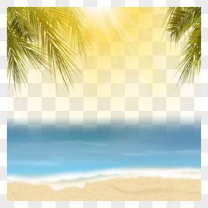 夏季阳光落下沙滩海水边框图片