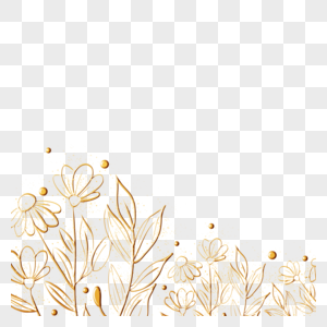 金色小花叶子植物花卉线稿边框图片