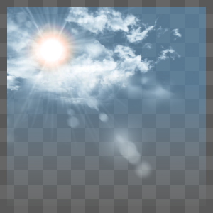 渐变蓝色天空云朵太阳光光效图片