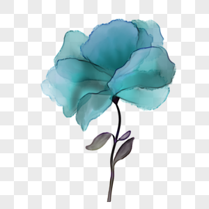 蓝色抽象水彩花卉图片