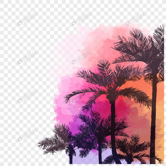 水彩水墨椰树棕榈树图片