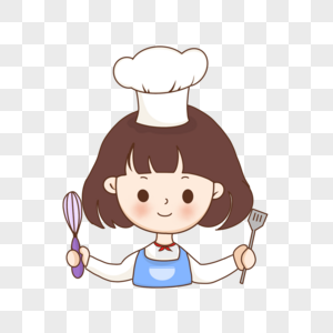 可爱烹饪短发厨师女孩高清图片