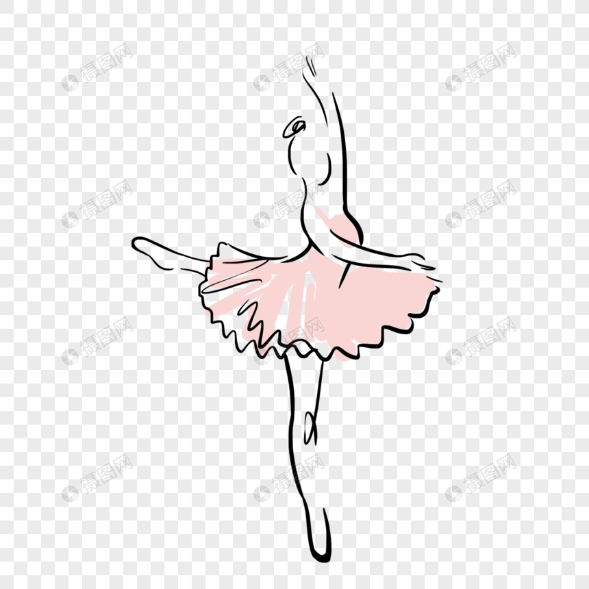 抽象线条画女芭蕾舞浅粉色图片