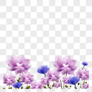 水彩婚礼蓝紫色花卉边框图片