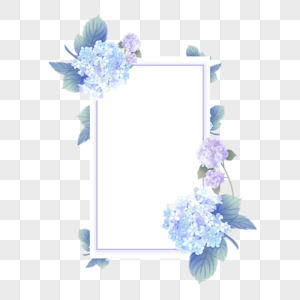 蓝色绣球花边框图片