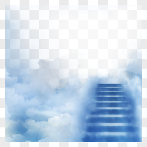 蓝色的阶梯和云朵光效天堂图片