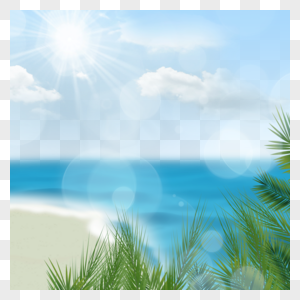 夏季沙滩海水蓝天边框图片