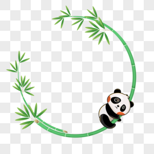 爬竹子的熊猫绿色竹子花卉边框图片