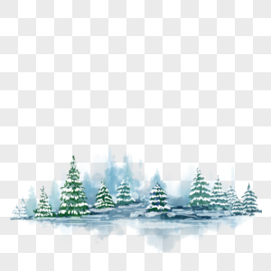 冬季针叶林圣诞水墨风景图片