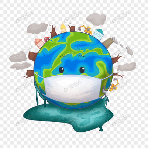 地球污染插画图片