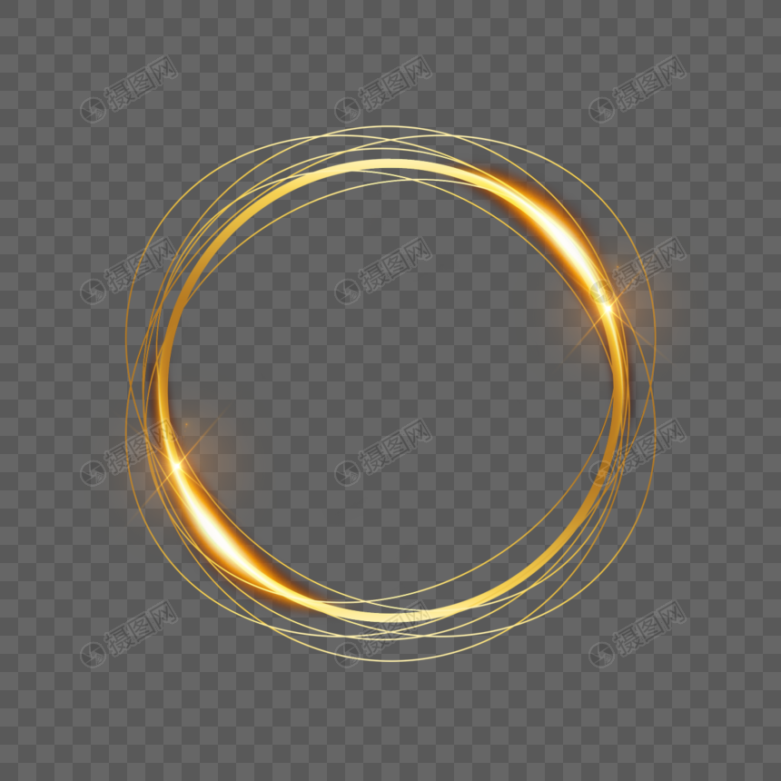 重叠的圆形动感线条金色光效边框图片