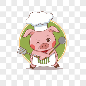 厨师猪卡通可爱图片