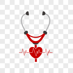 世界卫生日红色心脏和听诊器图片