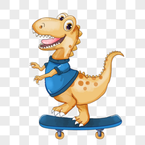卡通动物恐龙玩滑板图片