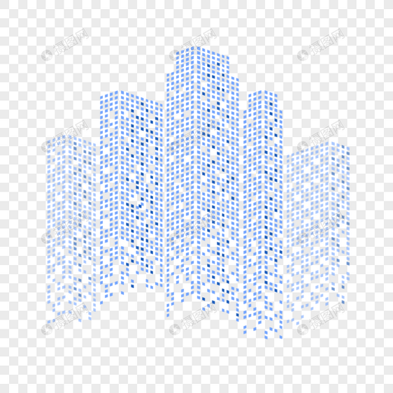 蓝色抽象色块组合未来派城市建筑图片
