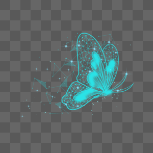 抽象蓝色可爱光效蝴蝶剪贴画高清图片素材