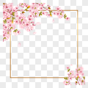 春天粉色樱花叶子枝条边框高清图片