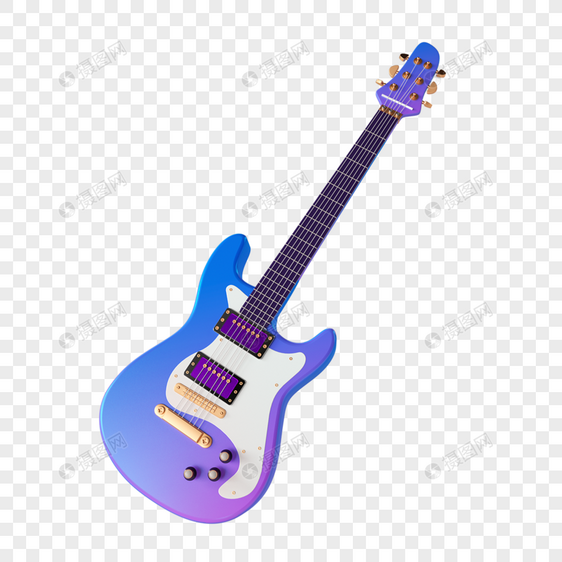 蓝紫渐变电吉他图片